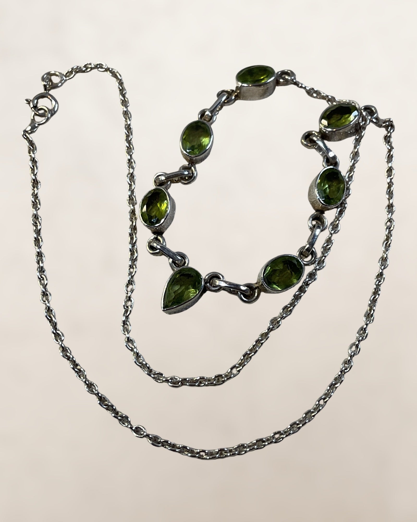 Sterling Silver Peridot Necklace - Estate Sale (Great Condition)