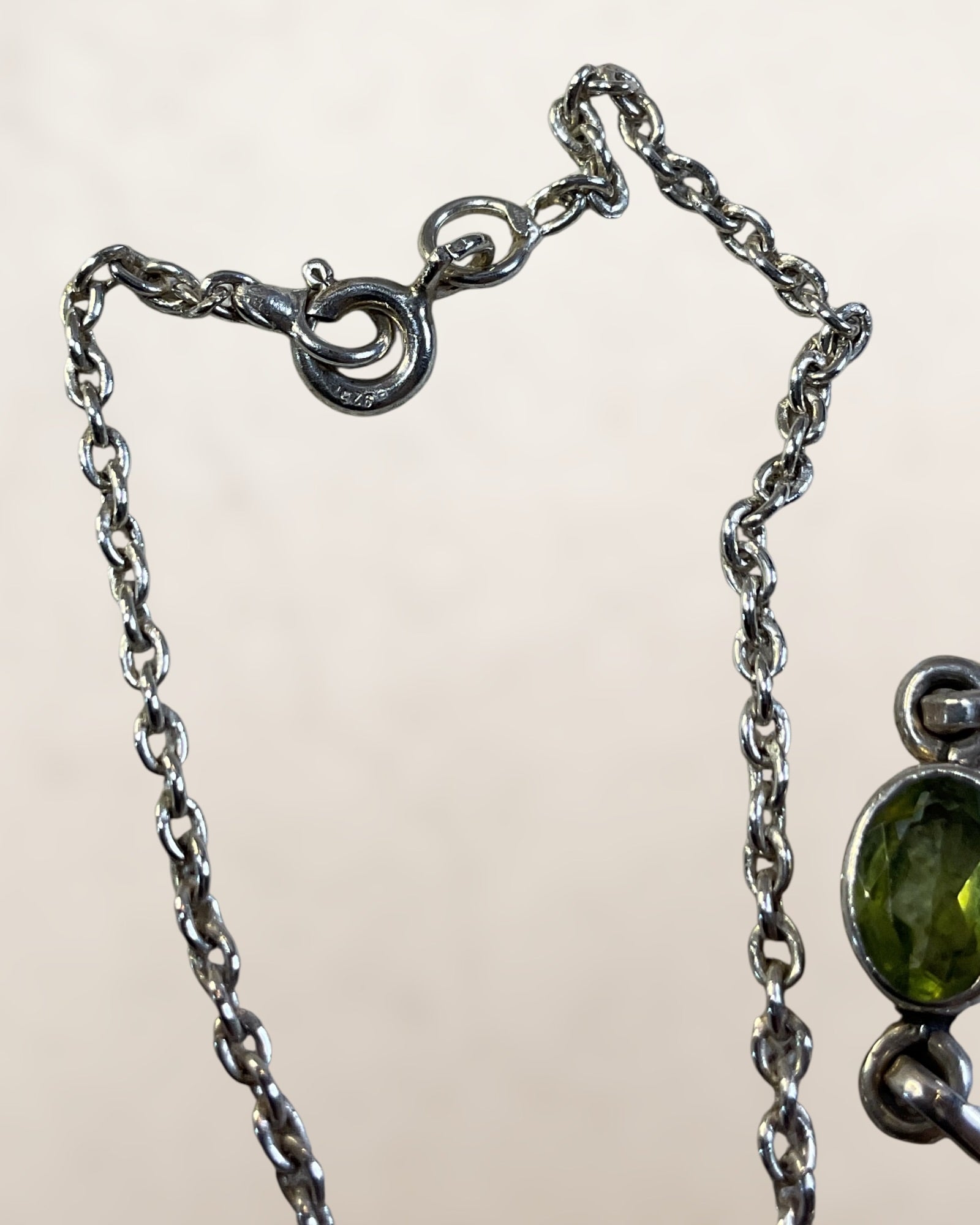 Sterling Silver Peridot Necklace - Estate Sale (Great Condition)