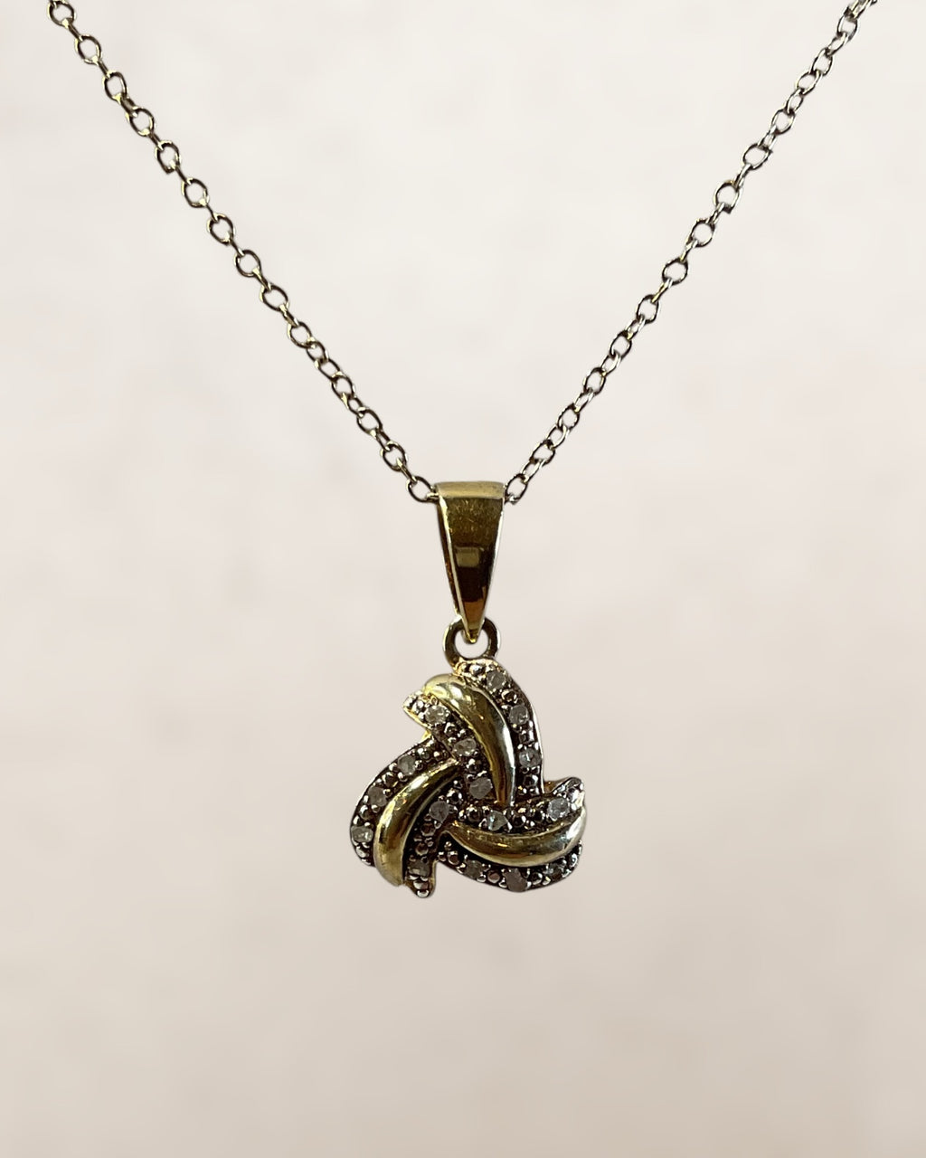 Gold over Sterling Diamond Pendant with an 18” Sterling Silver Chain - Estate Sale (Great Condition)