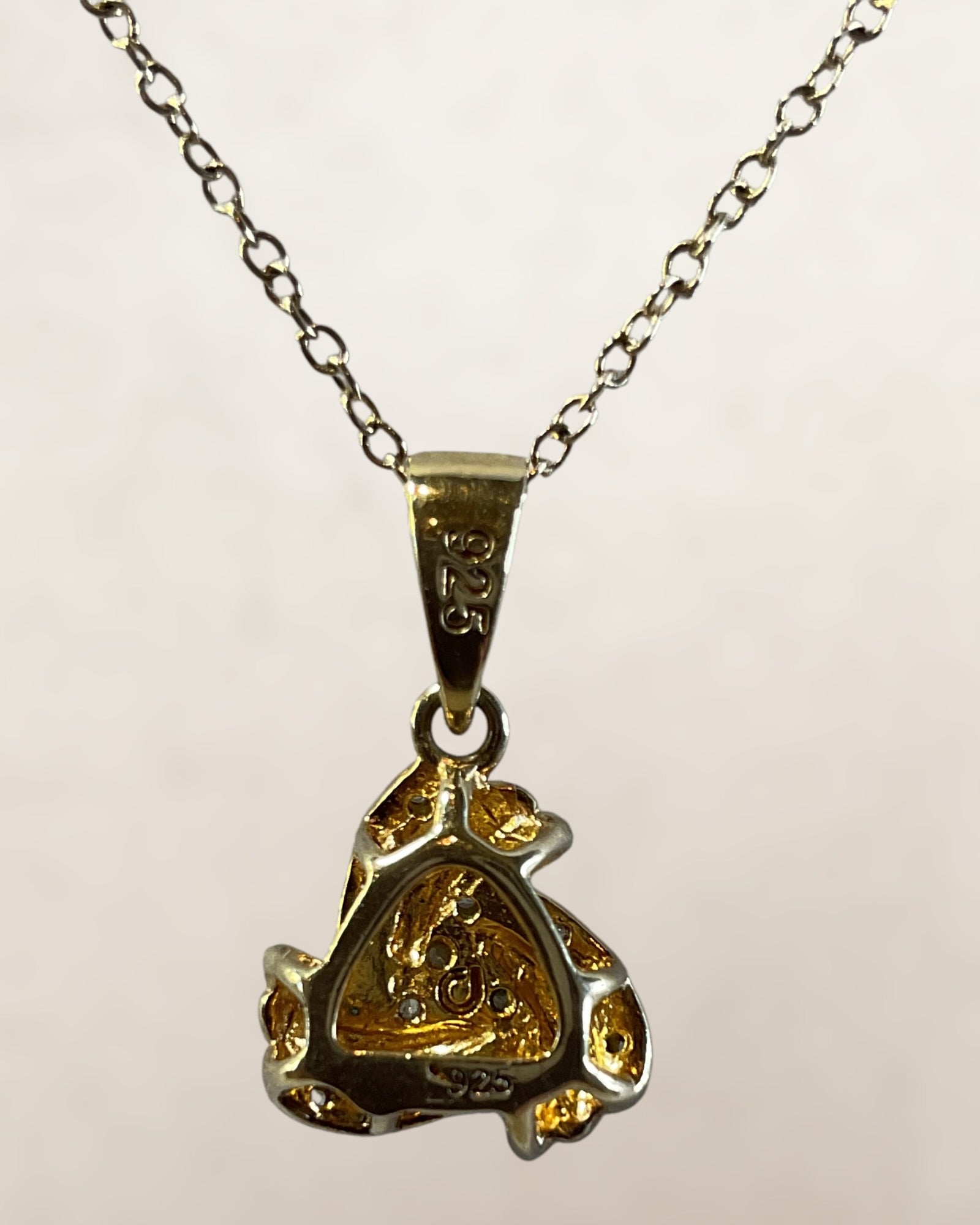 Gold over Sterling Diamond Pendant with an 18” Sterling Silver Chain - Estate Sale (Great Condition)