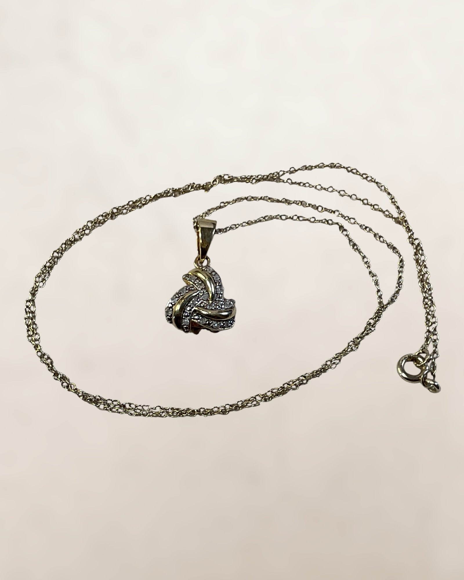 Gold over Sterling Diamond Pendant with an 18” Sterling Silver Chain - Estate Sale (Great Condition)