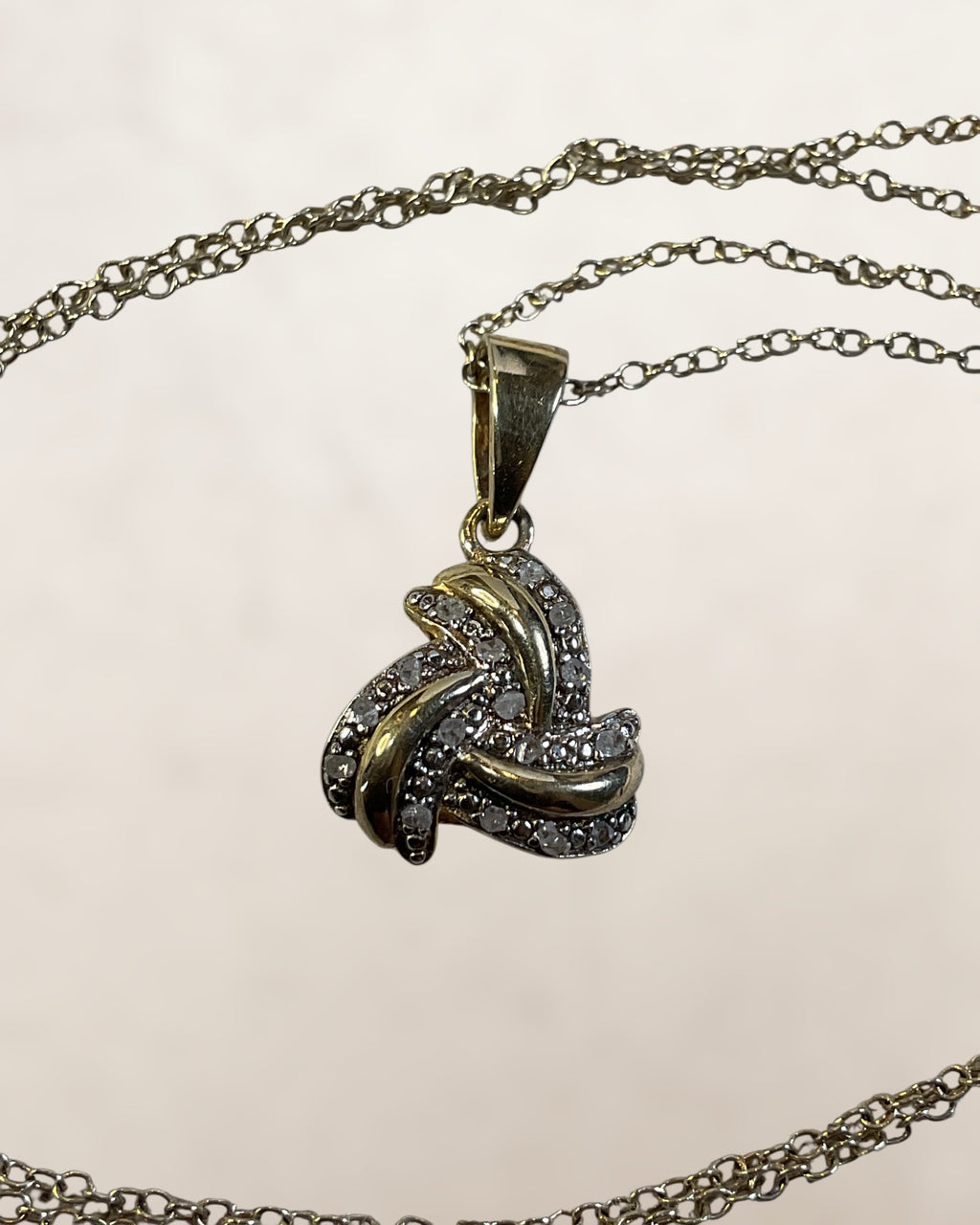 Gold over Sterling Diamond Pendant with an 18” Sterling Silver Chain - Estate Sale (Great Condition)