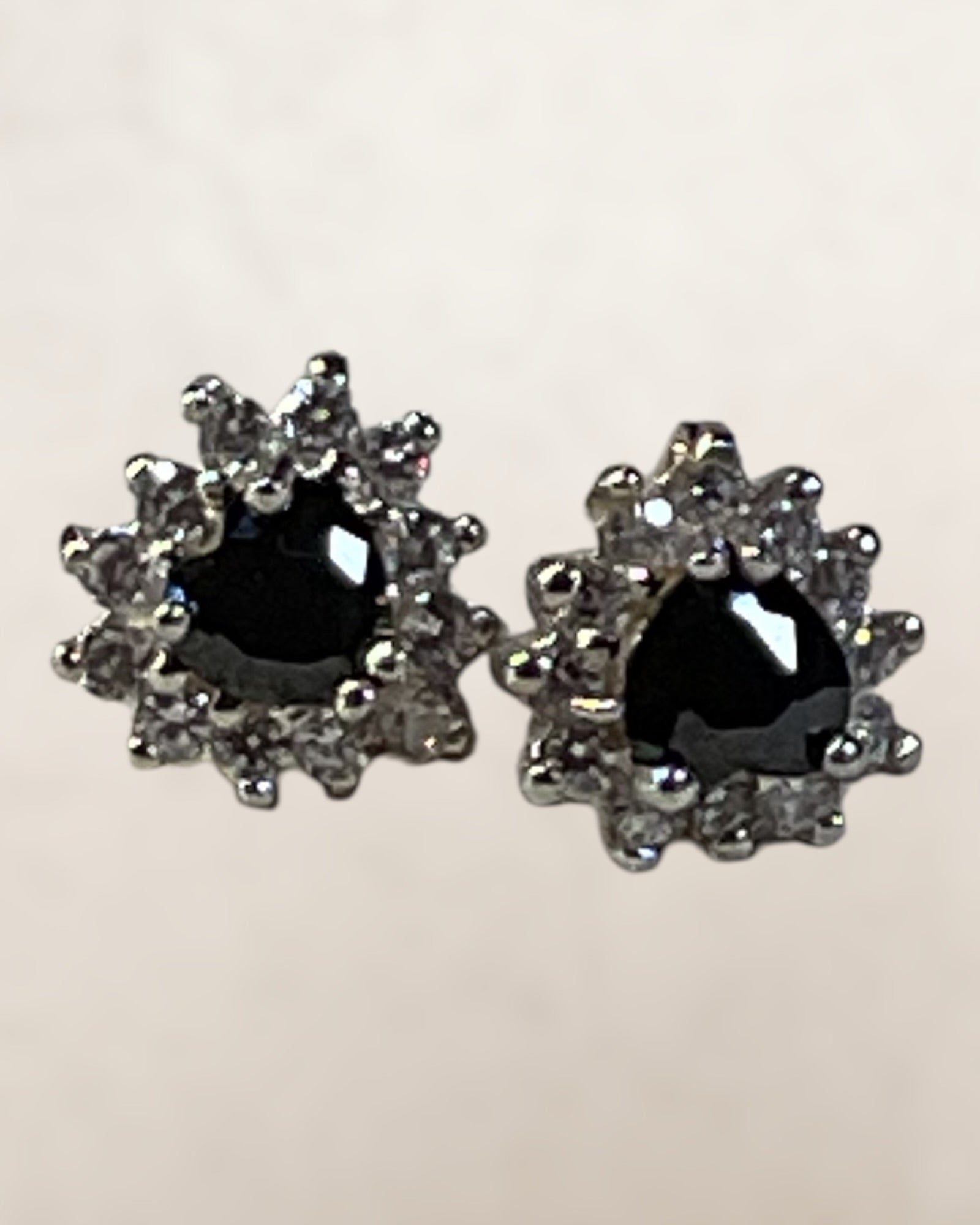 Sterling Silver Lab Sapphire with Halo Stud Earrings