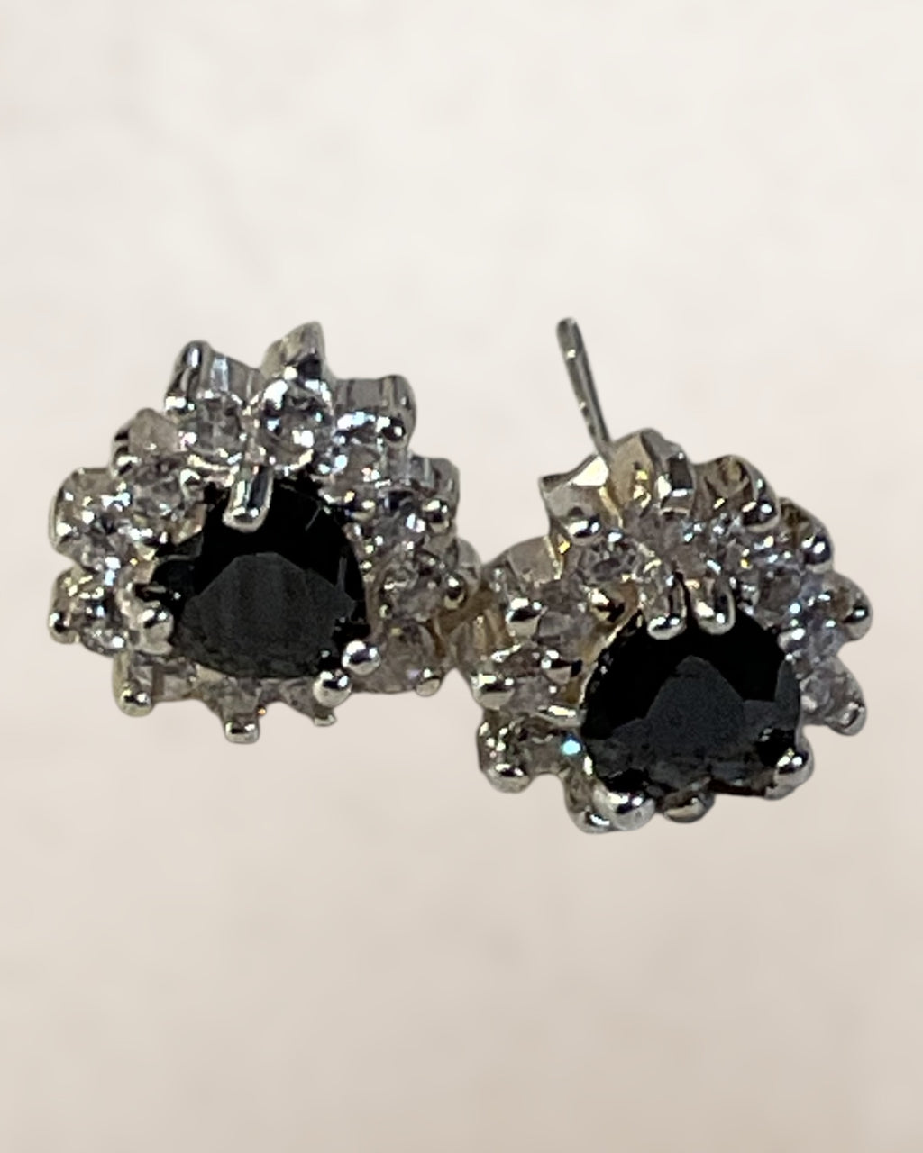 Sterling Silver Lab Sapphire with Halo Stud Earrings