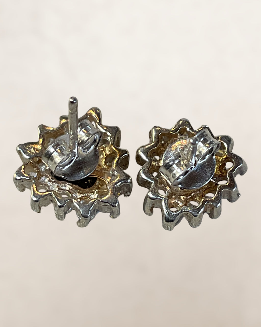 Sterling Silver Lab Sapphire with Halo Stud Earrings