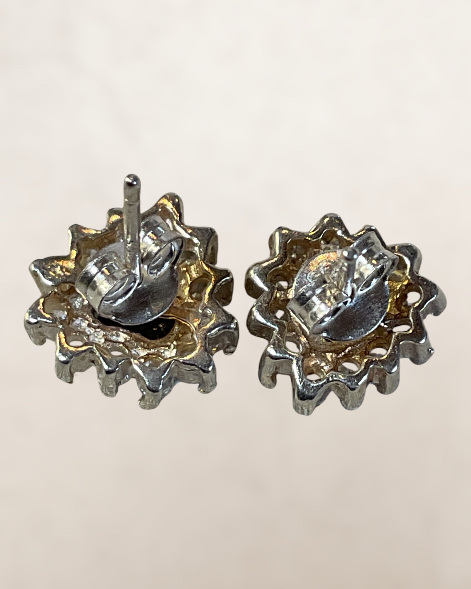 Sterling Silver Lab Sapphire with Halo Stud Earrings