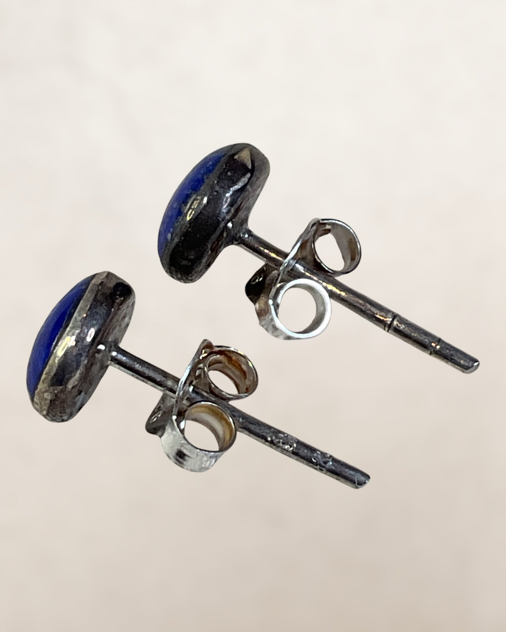 Sterling Silver Lapis Lazuli Stud Earrings - Estate Sale (Great Condition)