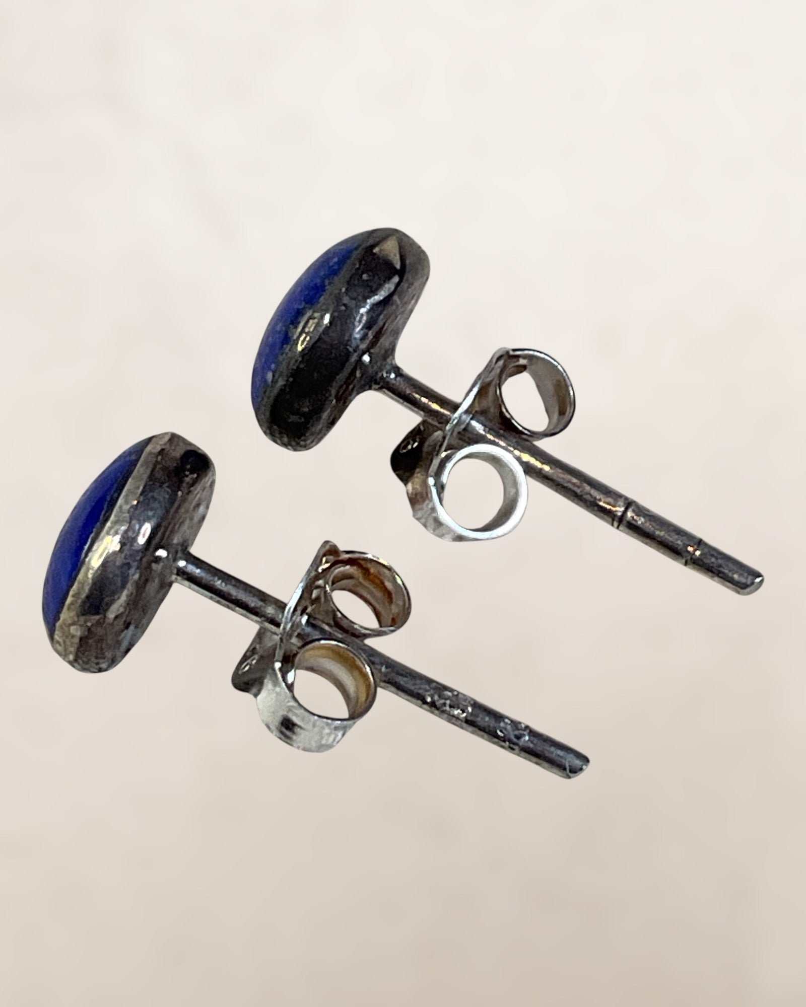 Sterling Silver Lapis Lazuli Stud Earrings - Estate Sale (Great Condition)