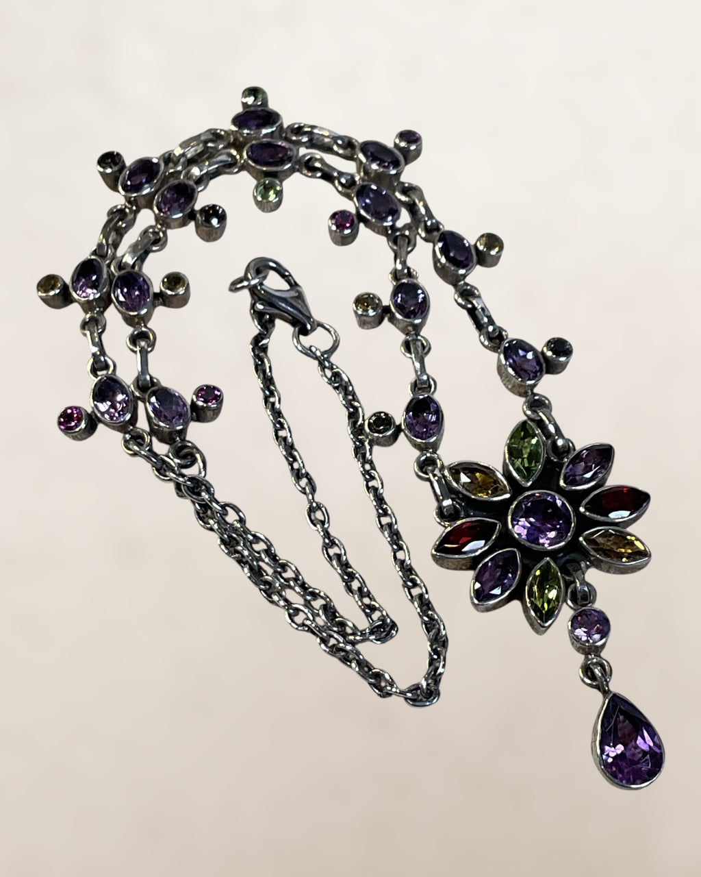 Sterling Silver Nicky Butler Gemstone Necklace - Estate Sale (Great Condition)