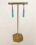 Sterling Silver Turquoise & Marcasite Dangle Earrings - Estate Sale (Great Condition)