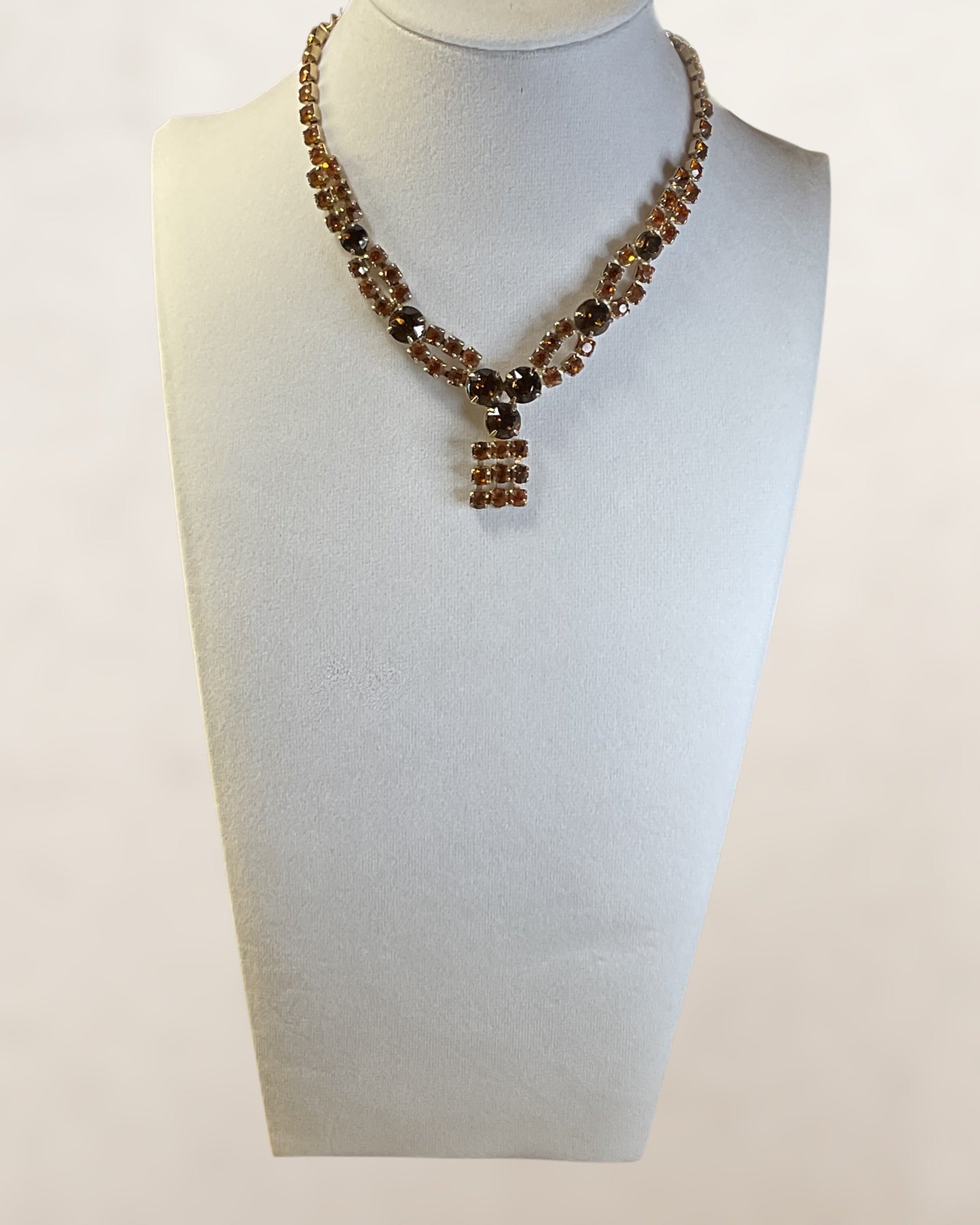 Swarovski 14-17” Fall Colored Glass and Silver Plated Bezel Necklace - Estate Sale (Great Condition)