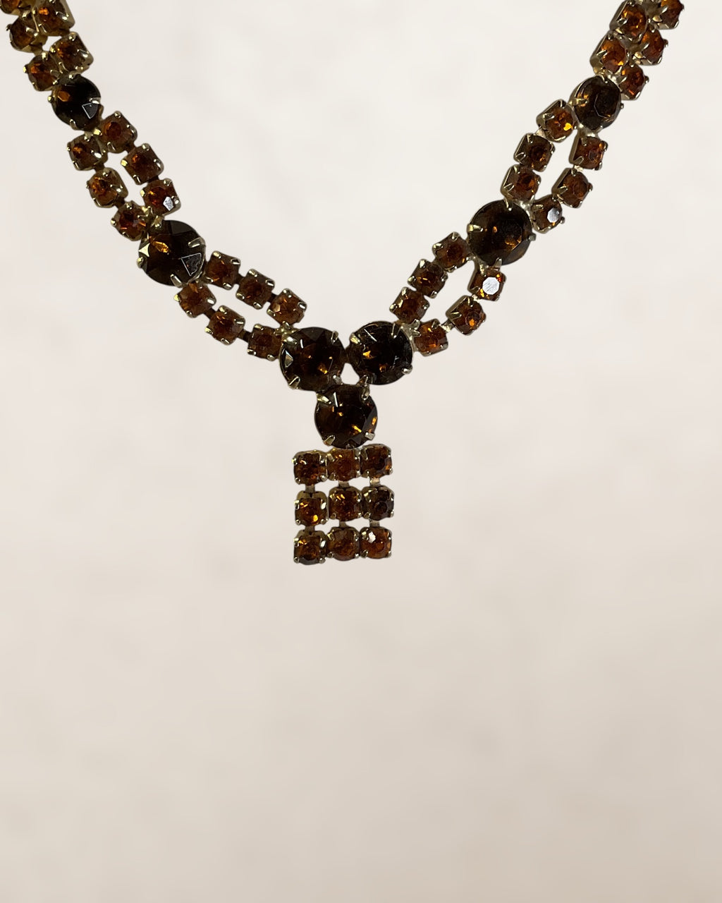 Swarovski 14-17” Fall Colored Glass and Silver Plated Bezel Necklace - Estate Sale (Great Condition)