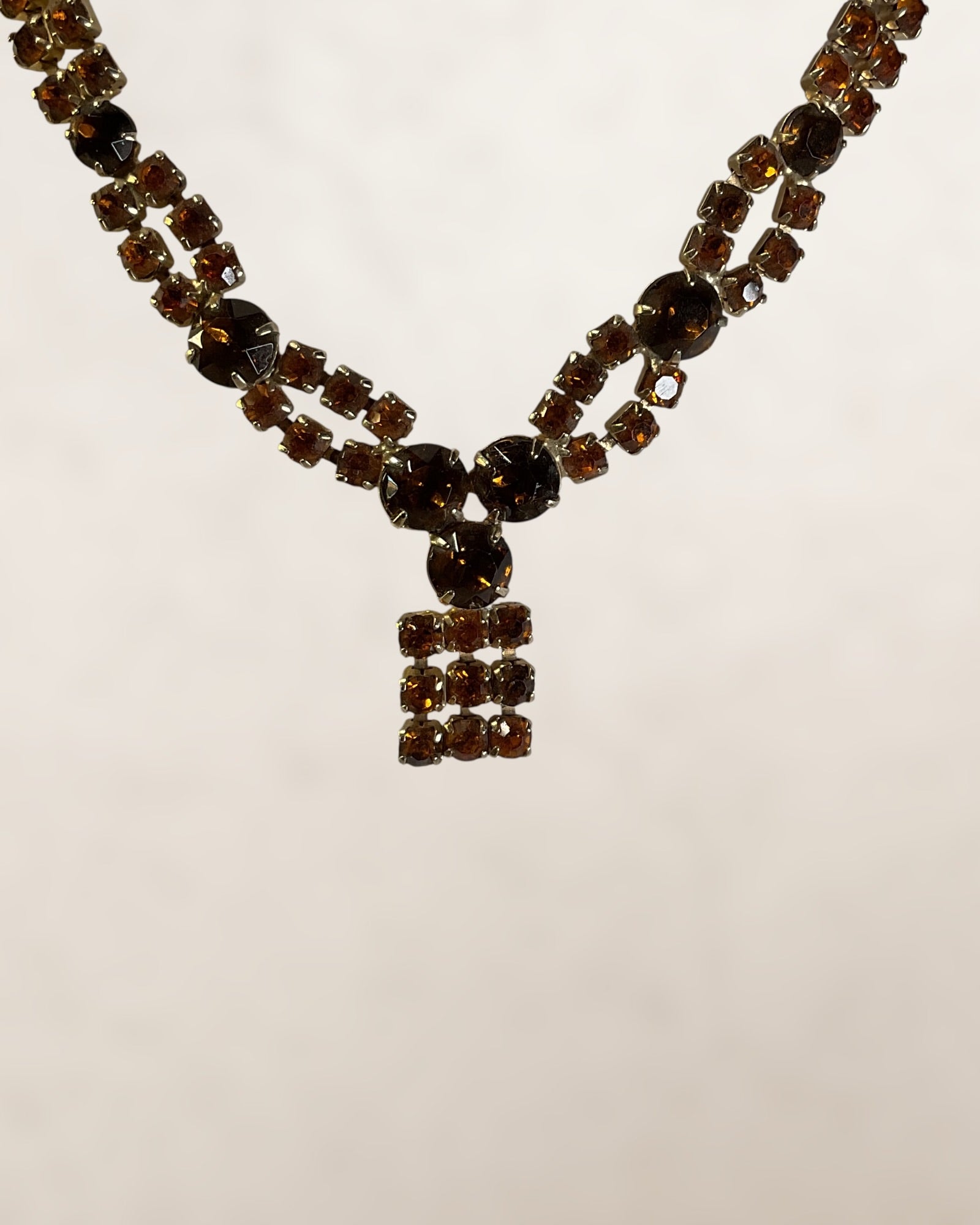Swarovski 14-17” Fall Colored Glass and Silver Plated Bezel Necklace - Estate Sale (Great Condition)