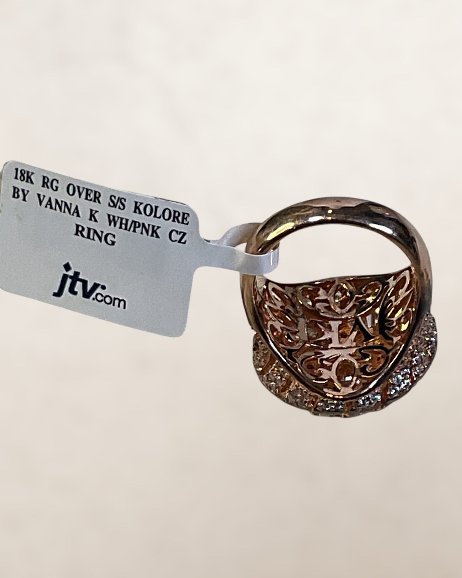 Vanna Kay JTV Sterling Silver with Rose Gold Finish Cluster Ring - NWT