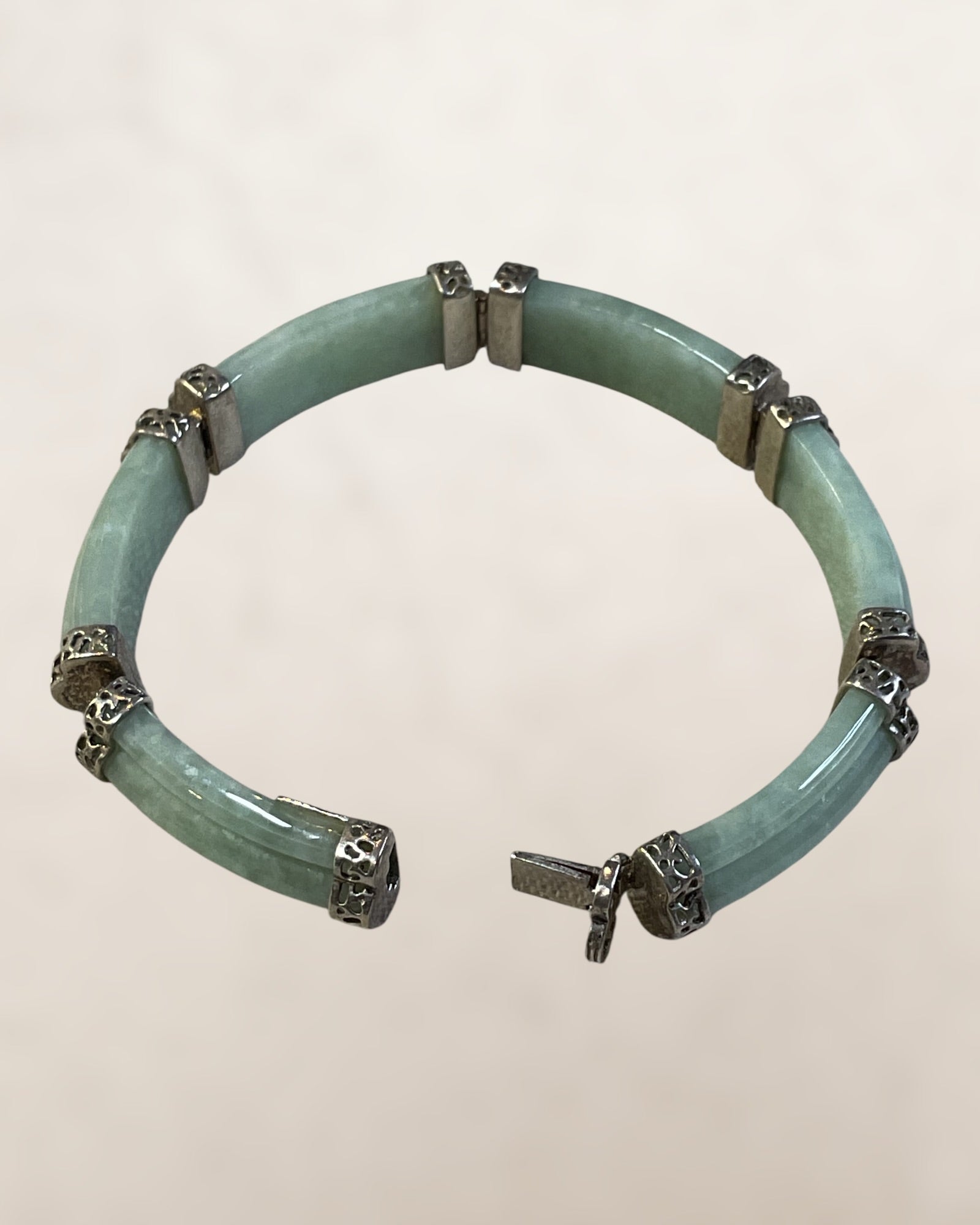 Whitney Kelly 7” & 30 grams Sterling Silver Nephrite Jade Bracelet - Estate Sale (Great Condition)