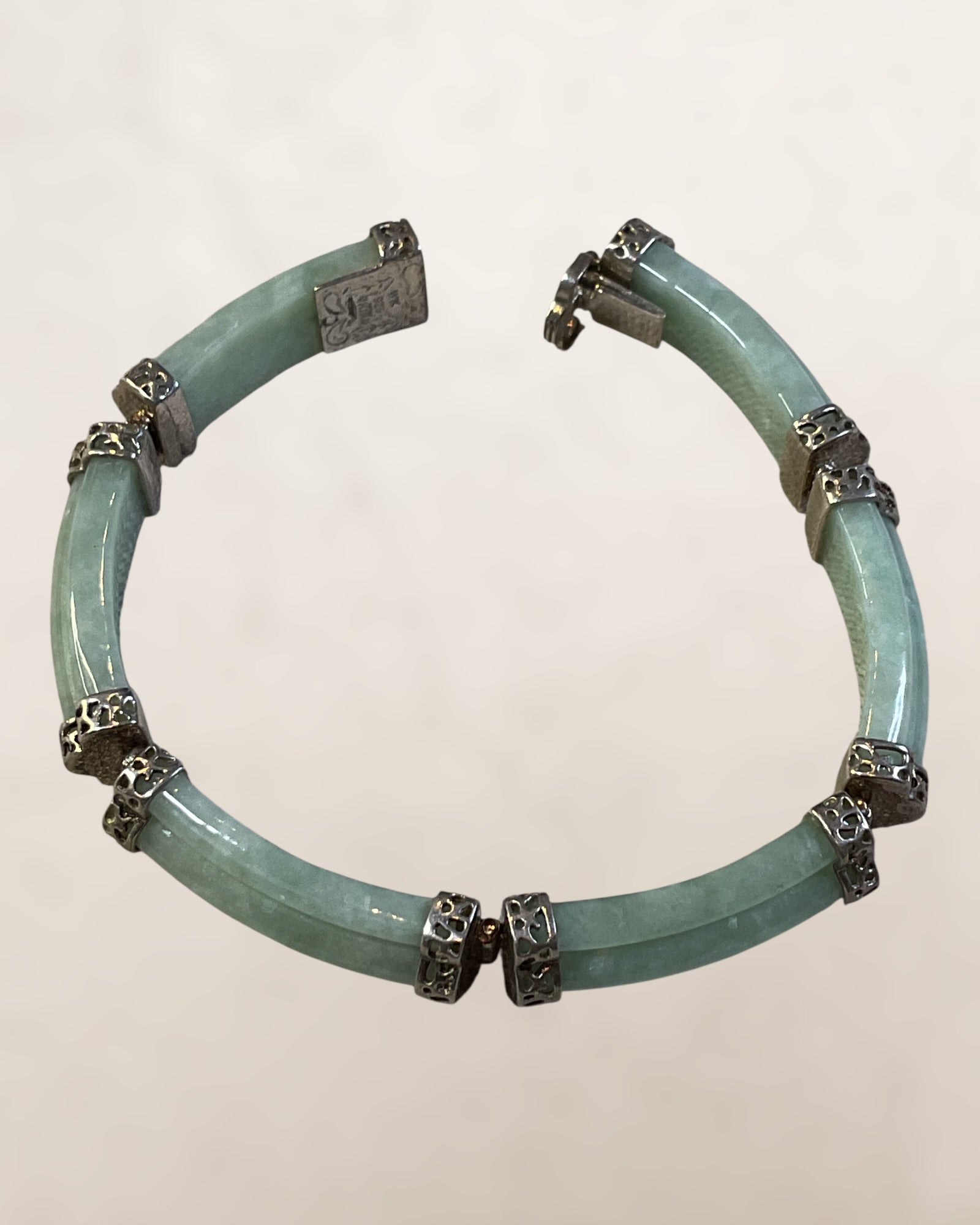 Whitney Kelly 7” & 30 grams Sterling Silver Nephrite Jade Bracelet - Estate Sale (Great Condition)