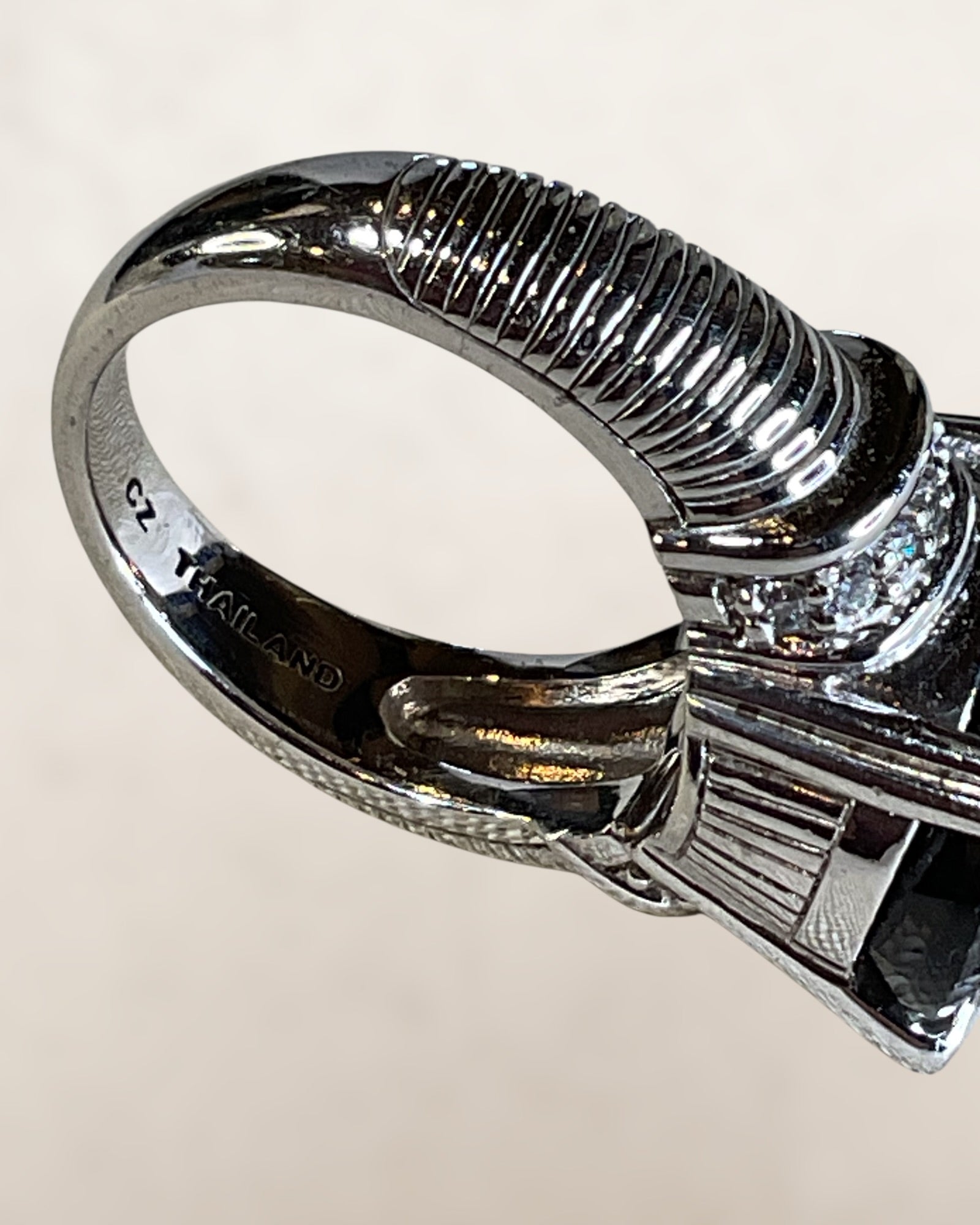 Judith Ripka 925 Sterling Silver Ring Smoky Topaz Stone Sz 6-1/2