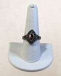 Judith Jack Sterling Silver Garnet and Marcasite Gemstone Ring - Estate Sale (Great Condition)