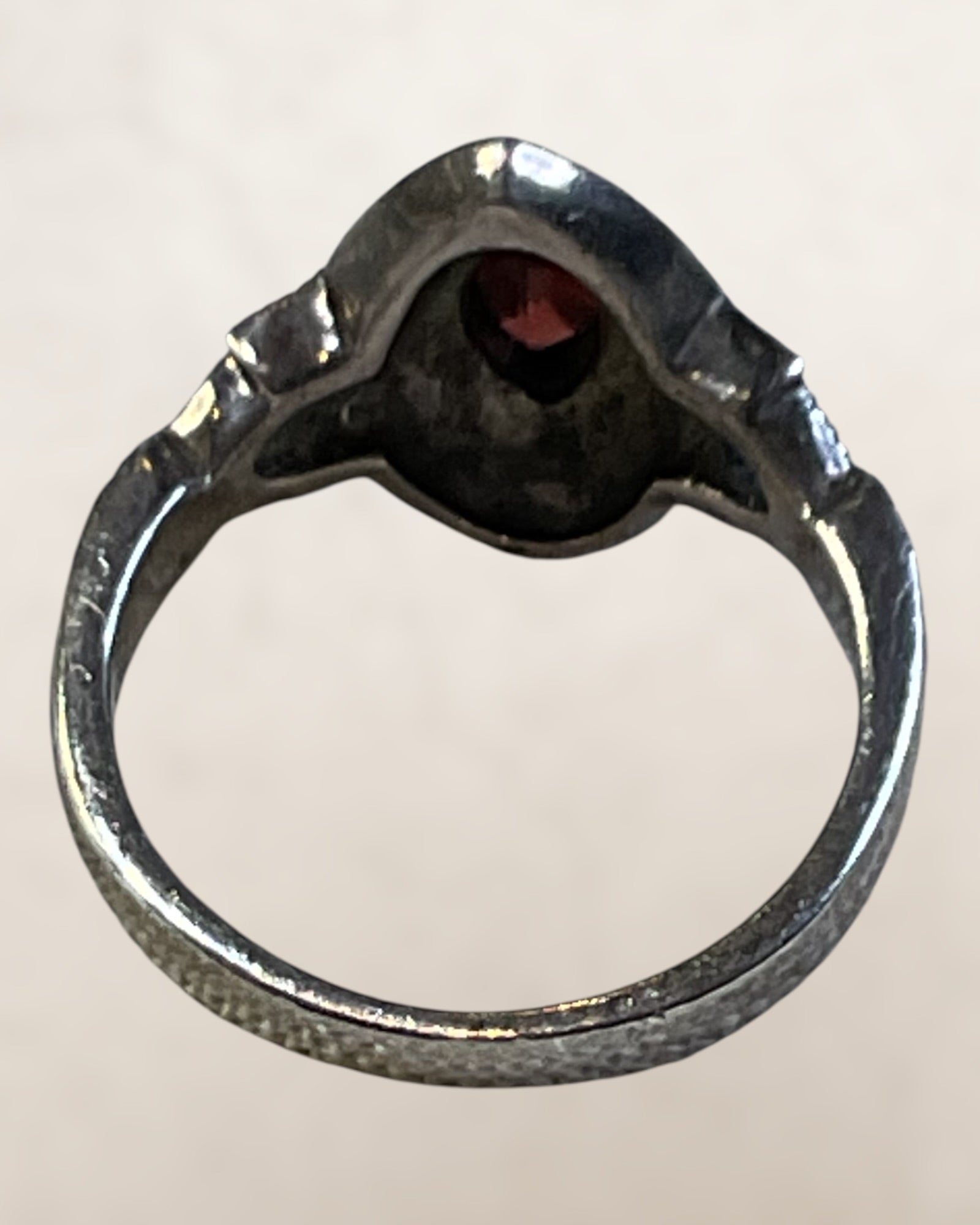 Judith Jack Sterling Silver Garnet and Marcasite Gemstone Ring - Estate Sale (Great Condition)