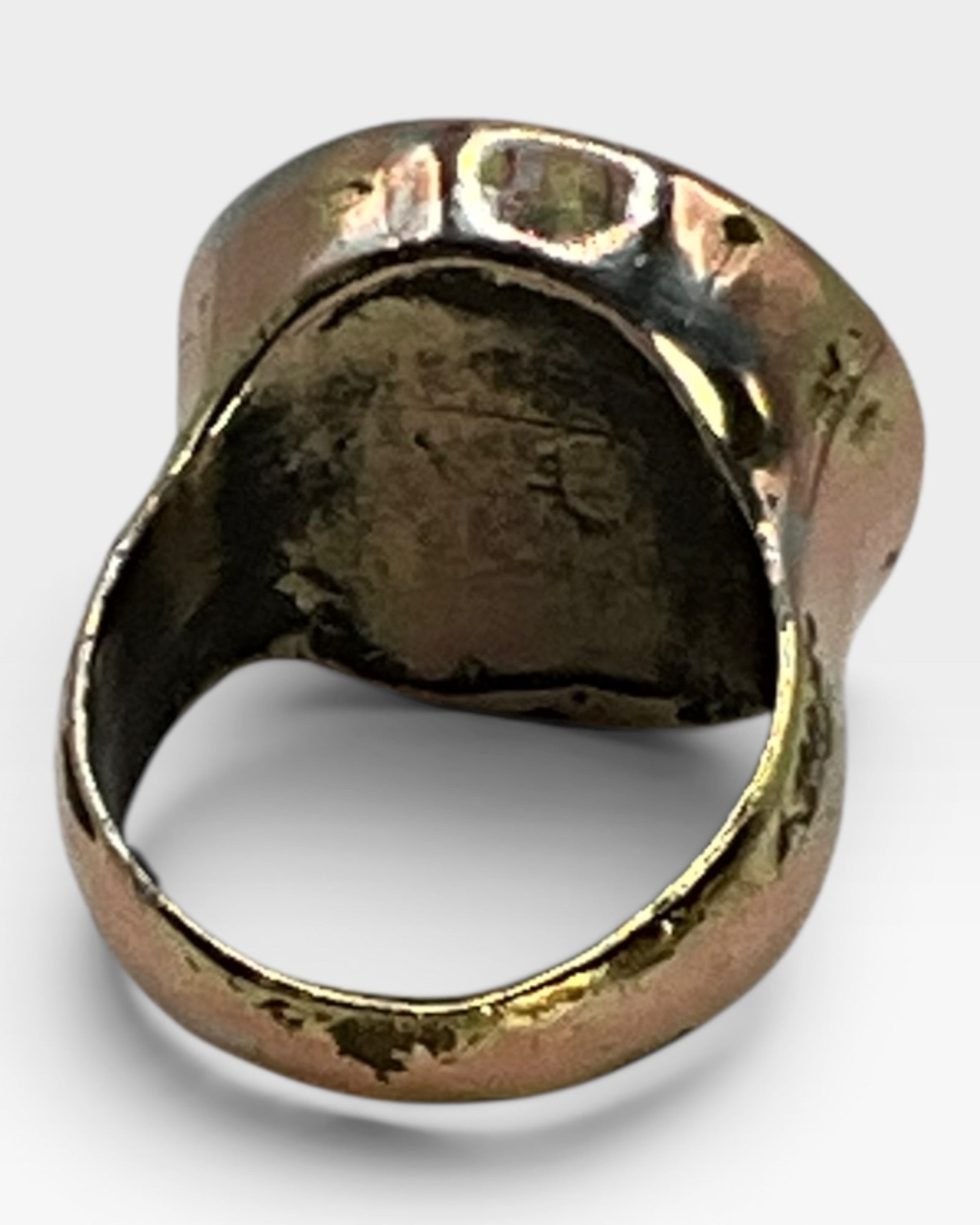 Large Vintage Brass Tigers Eye Ring - Estate Sale (Great Condition)