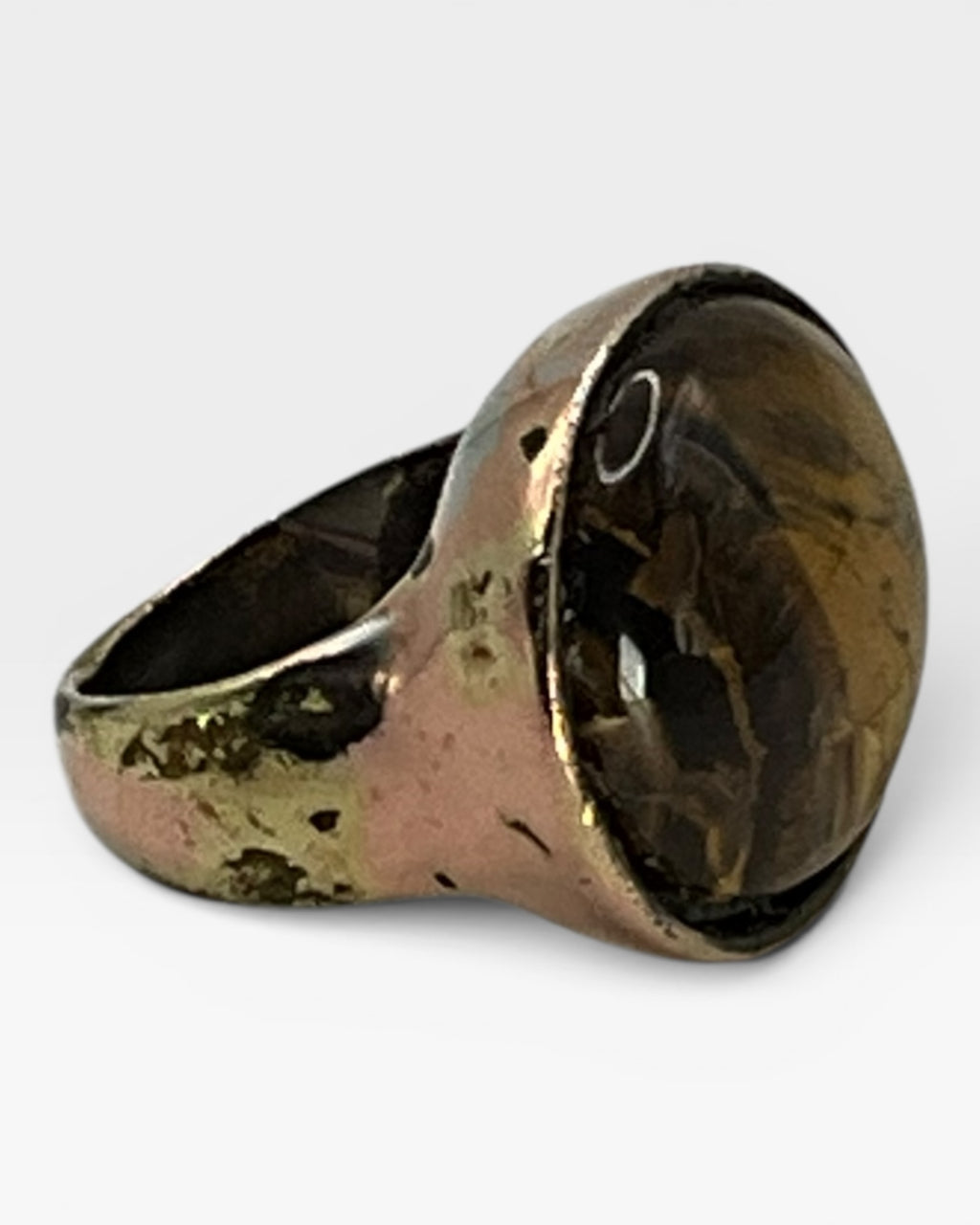 Large Vintage Brass Tigers Eye Ring - Estate Sale (Great Condition)