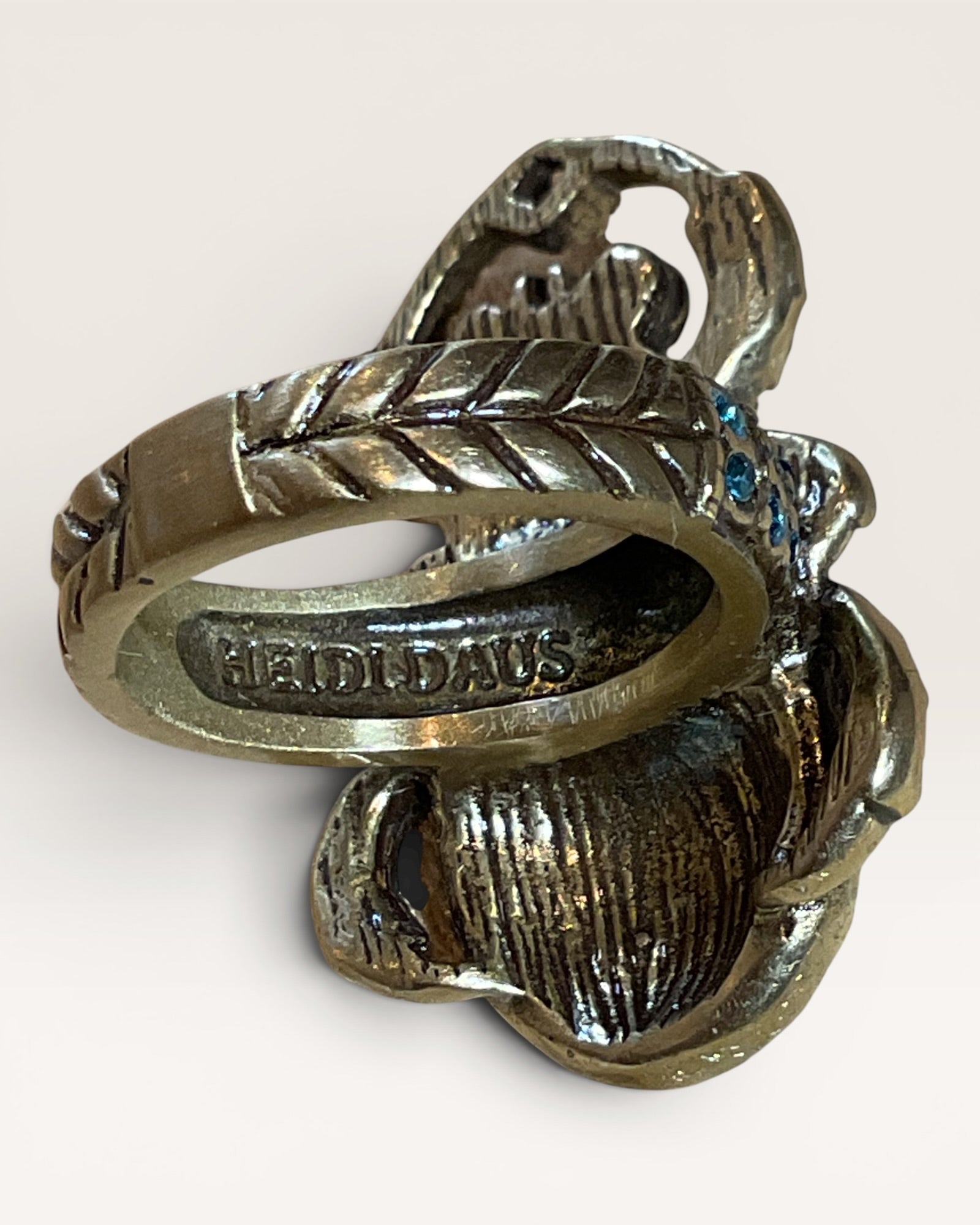 Heidi Daus Egyptian Revival Scarab Ring with Multicolored Swarovski Crystals - Estate Sale (Great Condition)