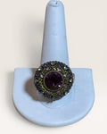 Large Heidi Daus Purple Amethyst & Aquamarine Blue Crystal Ring - Estate Sale (Great Condition)