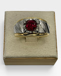 Lind Two-Tone Simulated Ruby Ring -  Estate Sale (Great Condition)