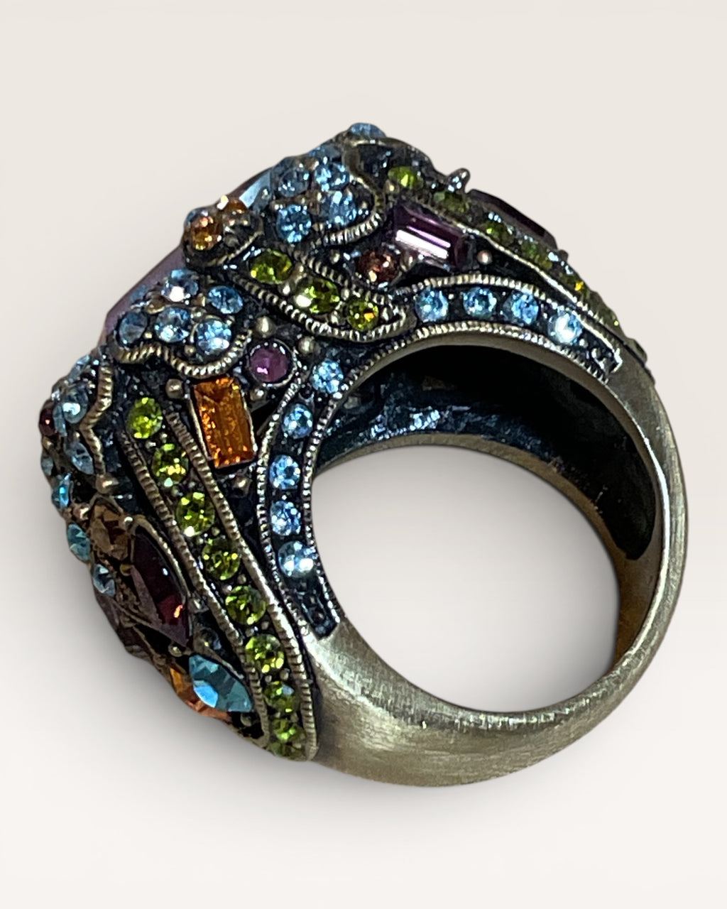Designer Heidi Daus "Damselfly" Amethyst Swarovski Crystal Fashion Ring - Estate Sale (Great Condition)