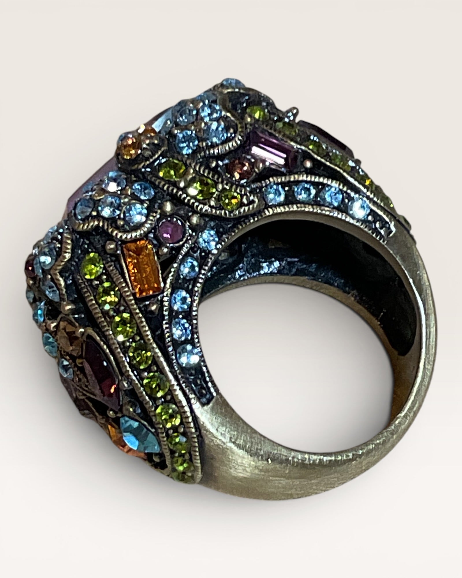 Designer Heidi Daus "Damselfly" Amethyst Swarovski Crystal Fashion Ring - Estate Sale (Great Condition)