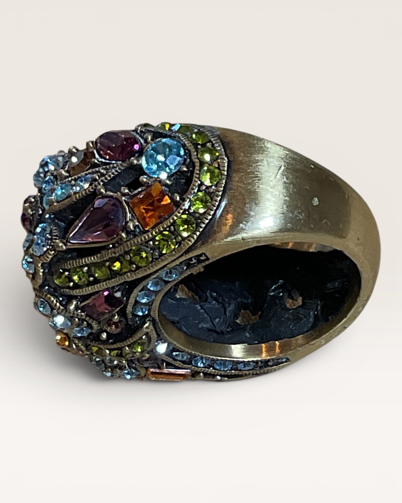 Designer Heidi Daus "Damselfly" Amethyst Swarovski Crystal Fashion Ring - Estate Sale (Great Condition)