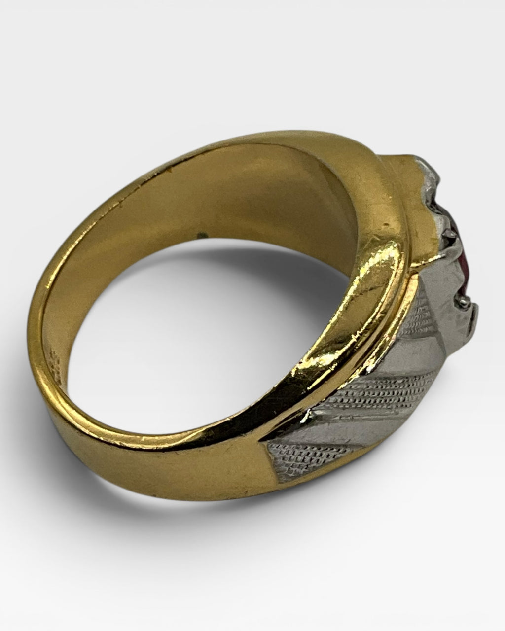 Lind Two-Tone Simulated Ruby Ring -  Estate Sale (Great Condition)