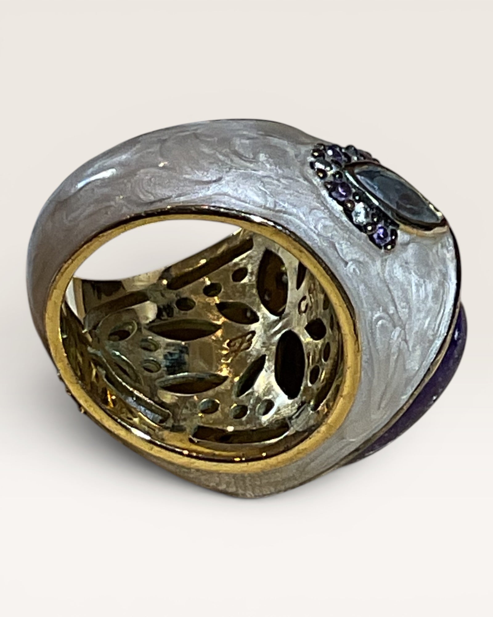 Vintage Joan Boyce Enamel Cocktail Ring - Estate Sale (Great Condition)