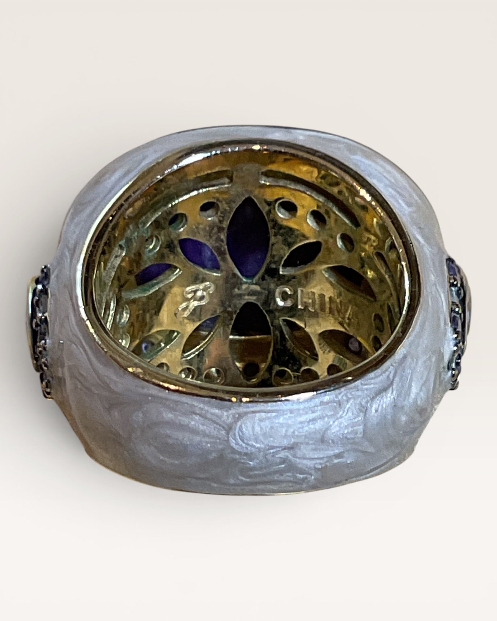 Vintage Joan Boyce Enamel Cocktail Ring - Estate Sale (Great Condition)