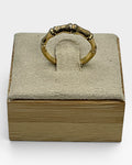 Vintage Avon Dainty Textured Bamboo Yellow Gold Toned Band Ring - Estate Sale (Great Condition)