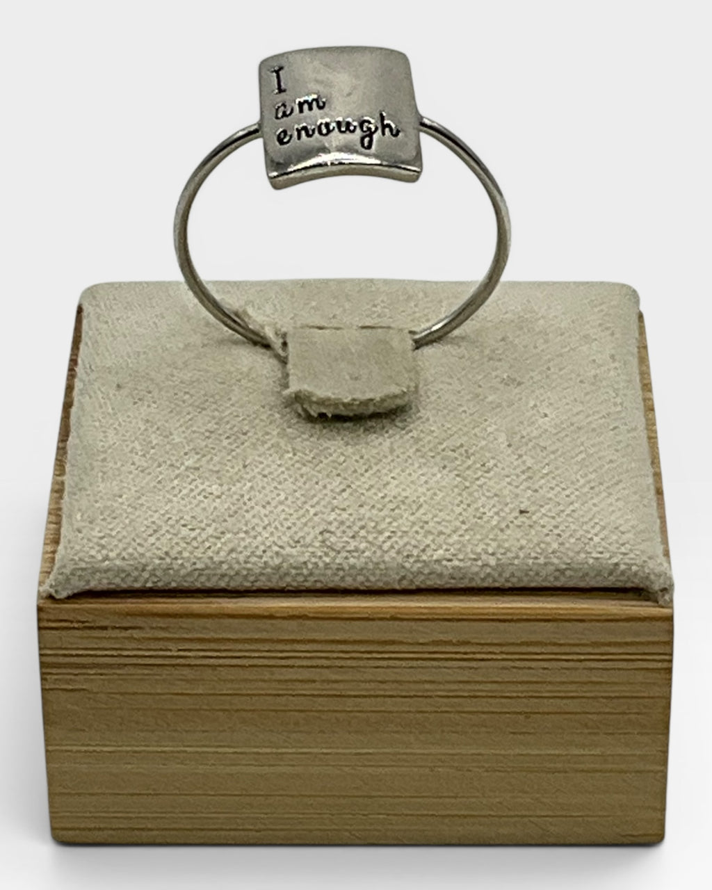 Sterling Silver ‘I Am Enough’ Square Inspirational Ring - Estate Sale (Great Condition)