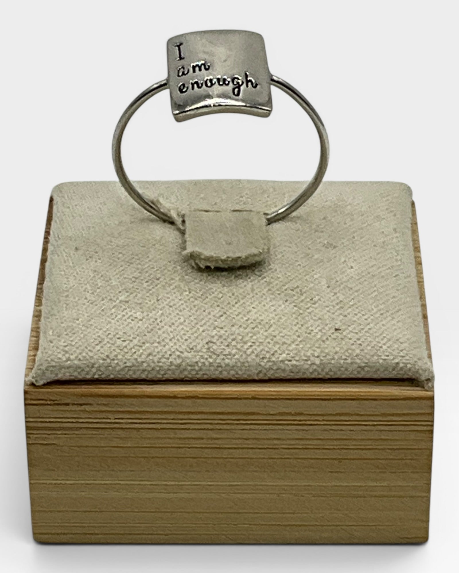 Sterling Silver ‘I Am Enough’ Square Inspirational Ring - Estate Sale (Great Condition)