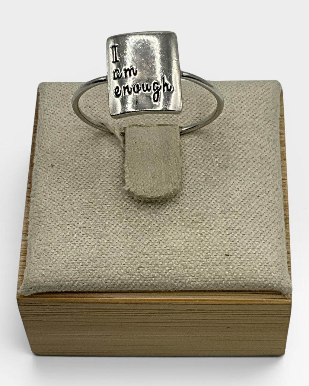 Sterling Silver ‘I Am Enough’ Square Inspirational Ring - Estate Sale (Great Condition)