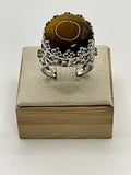 Karis 925 Sterling Silver Tiger’s Eye Statement Ring | Ornate Filigree Design - Estate Sale (Great Condition)