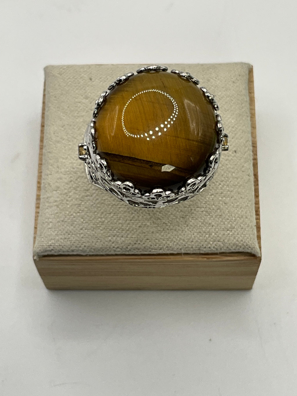 Karis 925 Sterling Silver Tiger’s Eye Statement Ring | Ornate Filigree Design - Estate Sale (Great Condition)