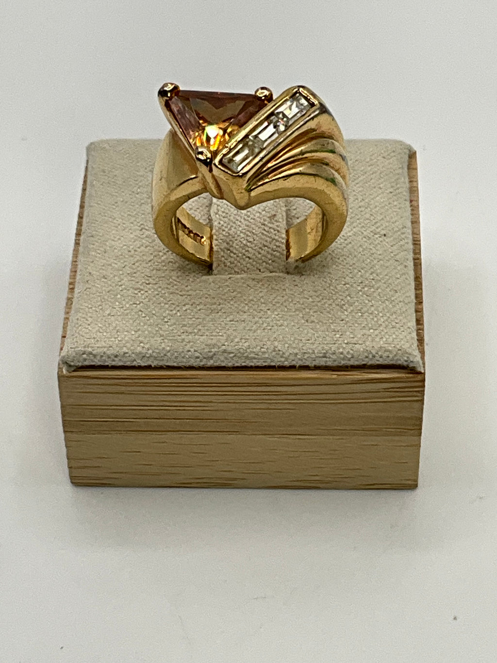 Vintage 18K HGE Trillion Cut Statement Ring | Bold Geometric Cocktail Ring  - Estate Sale (Great Condition)