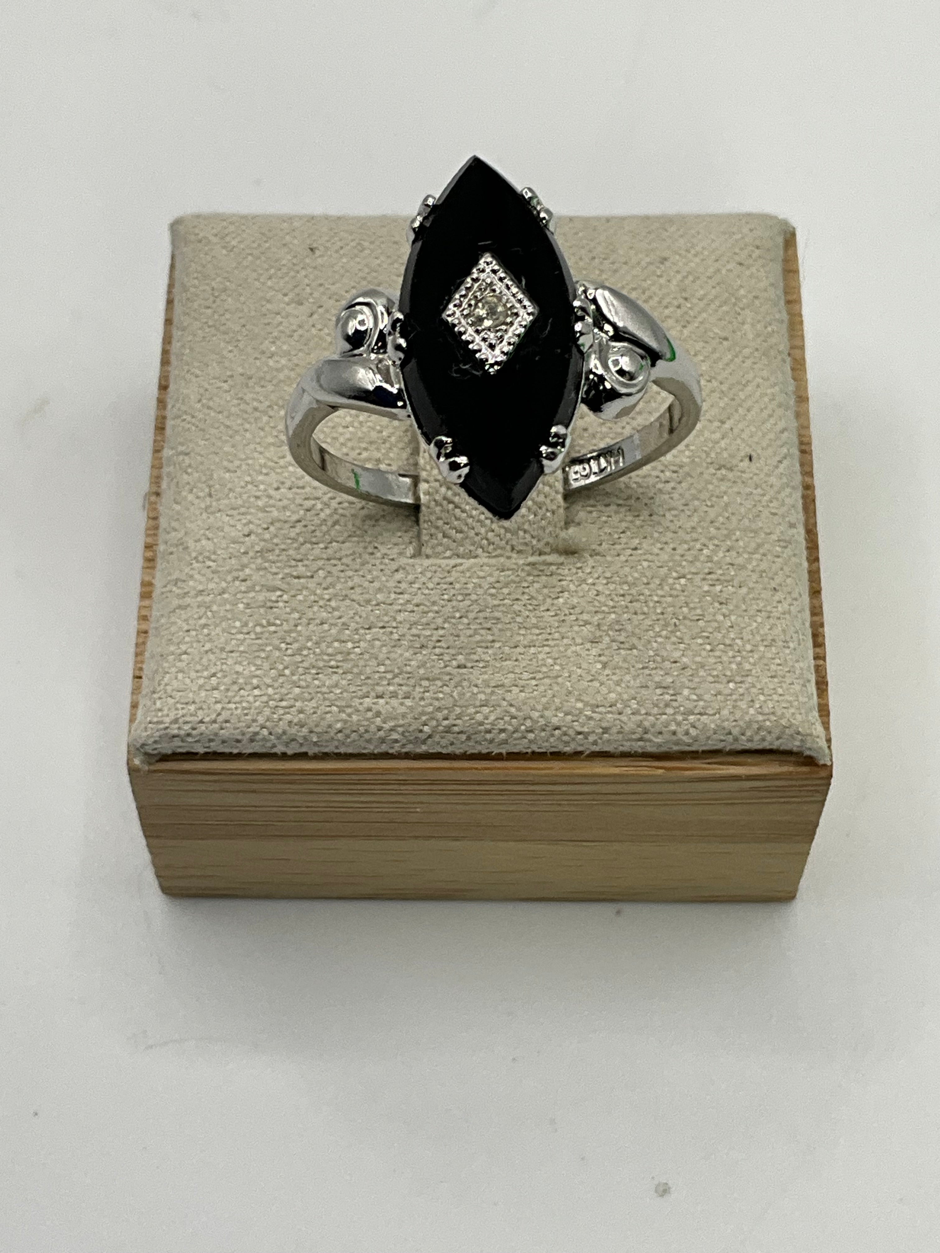 14 KT GE ESPO Vintage Joseph Esposito Black Onyx-style Ring - Estate Sale (Great Condition)