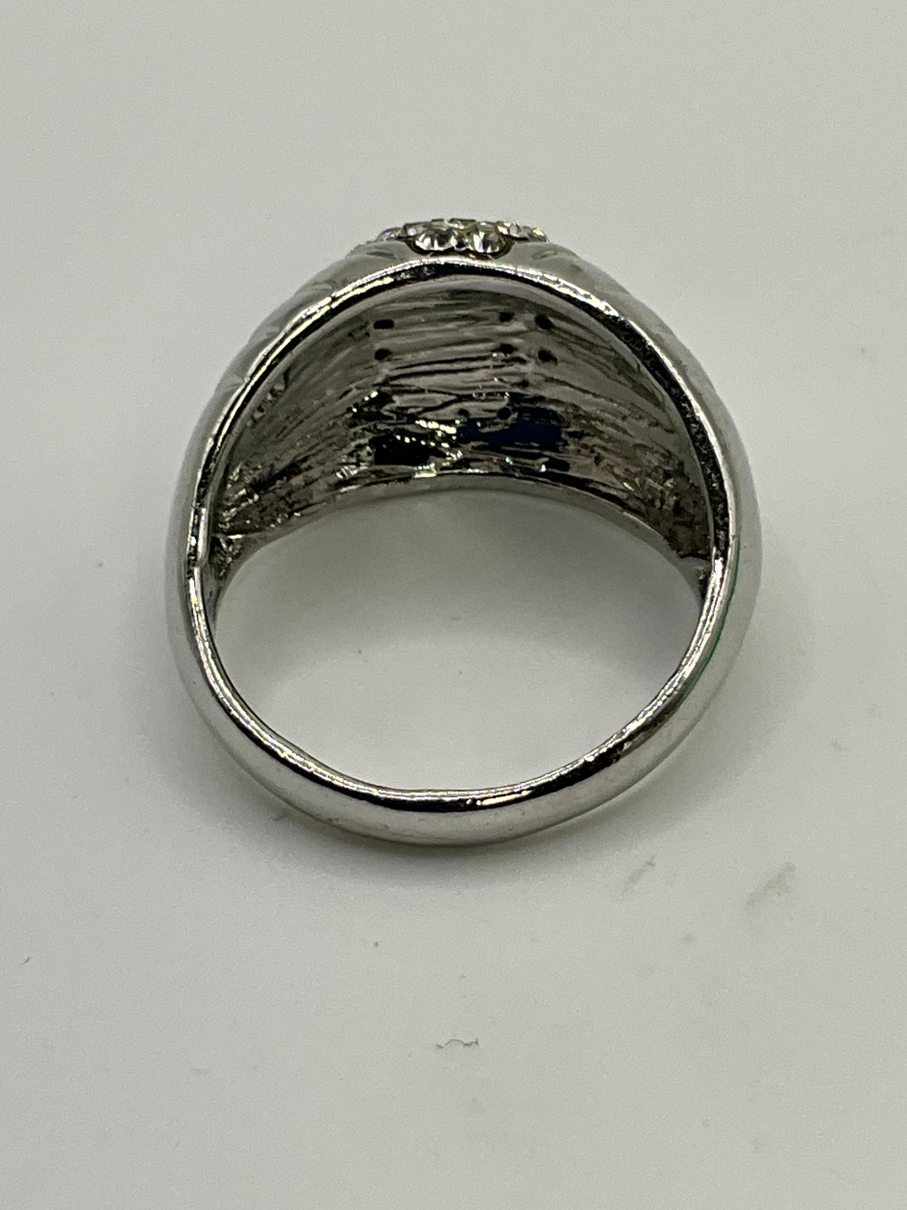 Chunky Unisex Pave Rhinestone Centered Ring, Size  - Estate Sale (Great Condition)