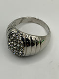 Chunky Unisex Pave Rhinestone Centered Ring, Size  - Estate Sale (Great Condition)