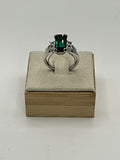 1976 Avon "Park East" Green Emerald CZ & Rhinestone Ring - Estate Sale (Great Condition)