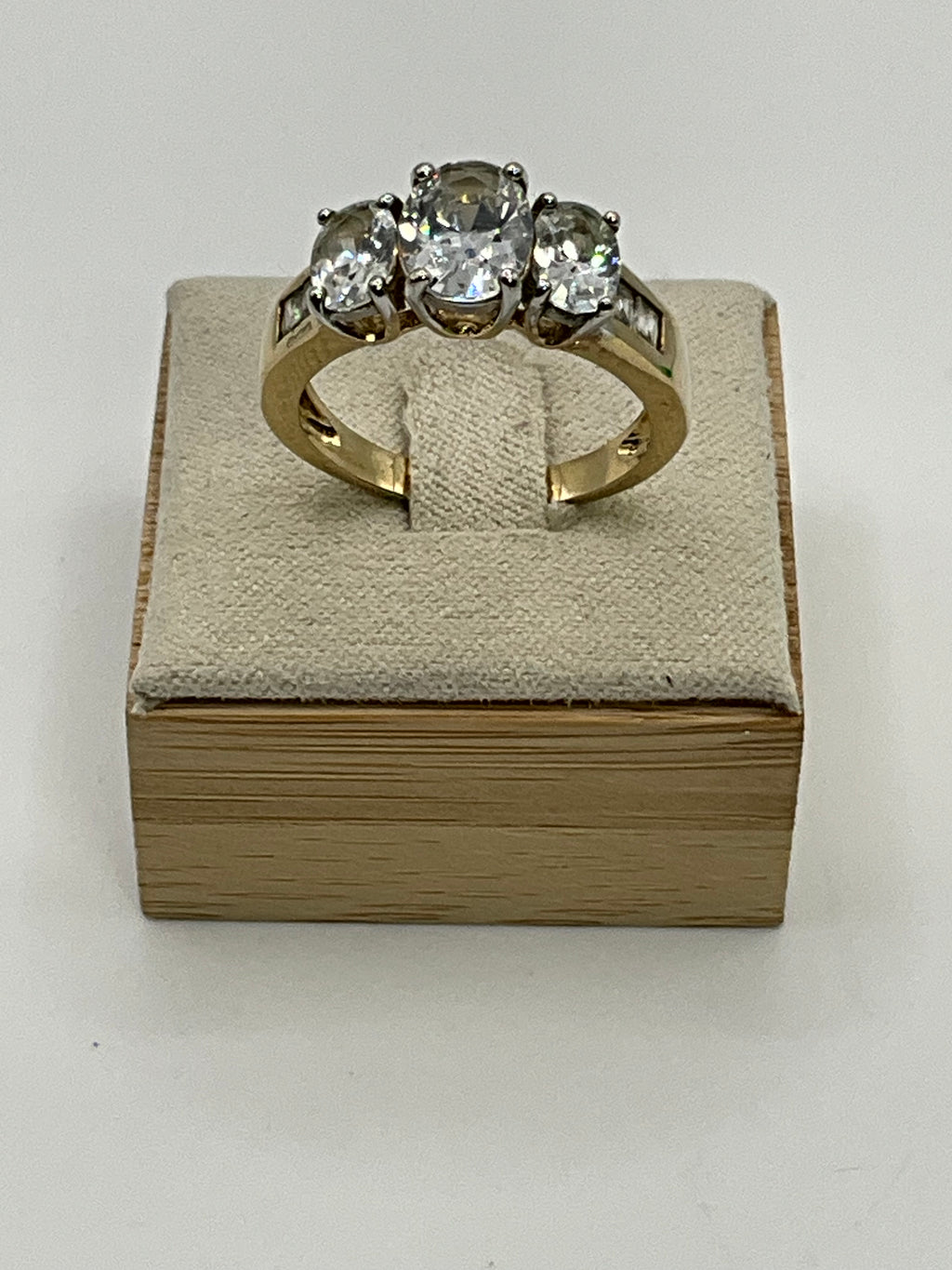 Large Three Stone Cubic Zirconia Wedding Ring - Estate Sale (Great Condition)