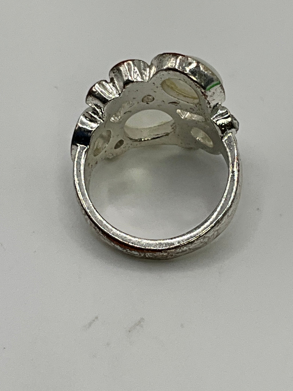 Cat’s Eye Glass Cluster Ring | Silver Tone Multi-Stone State - Estate Sale (Great Condition)