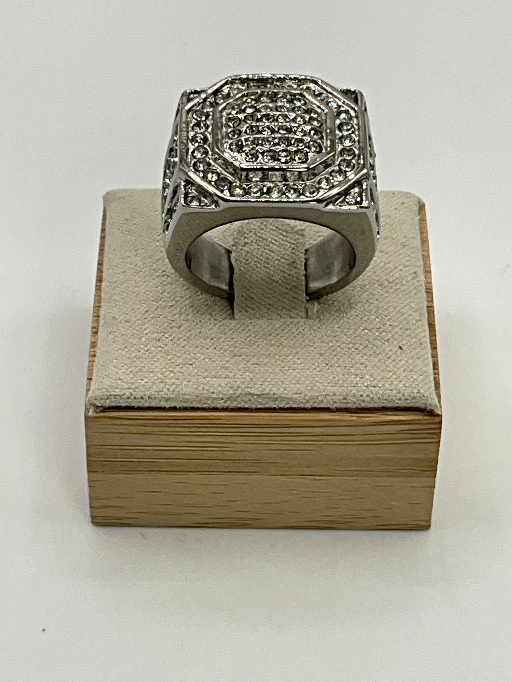 Unisex Stainless Steel Multi Cubic Zirconia Ring - Estate Sale (Great Condition)