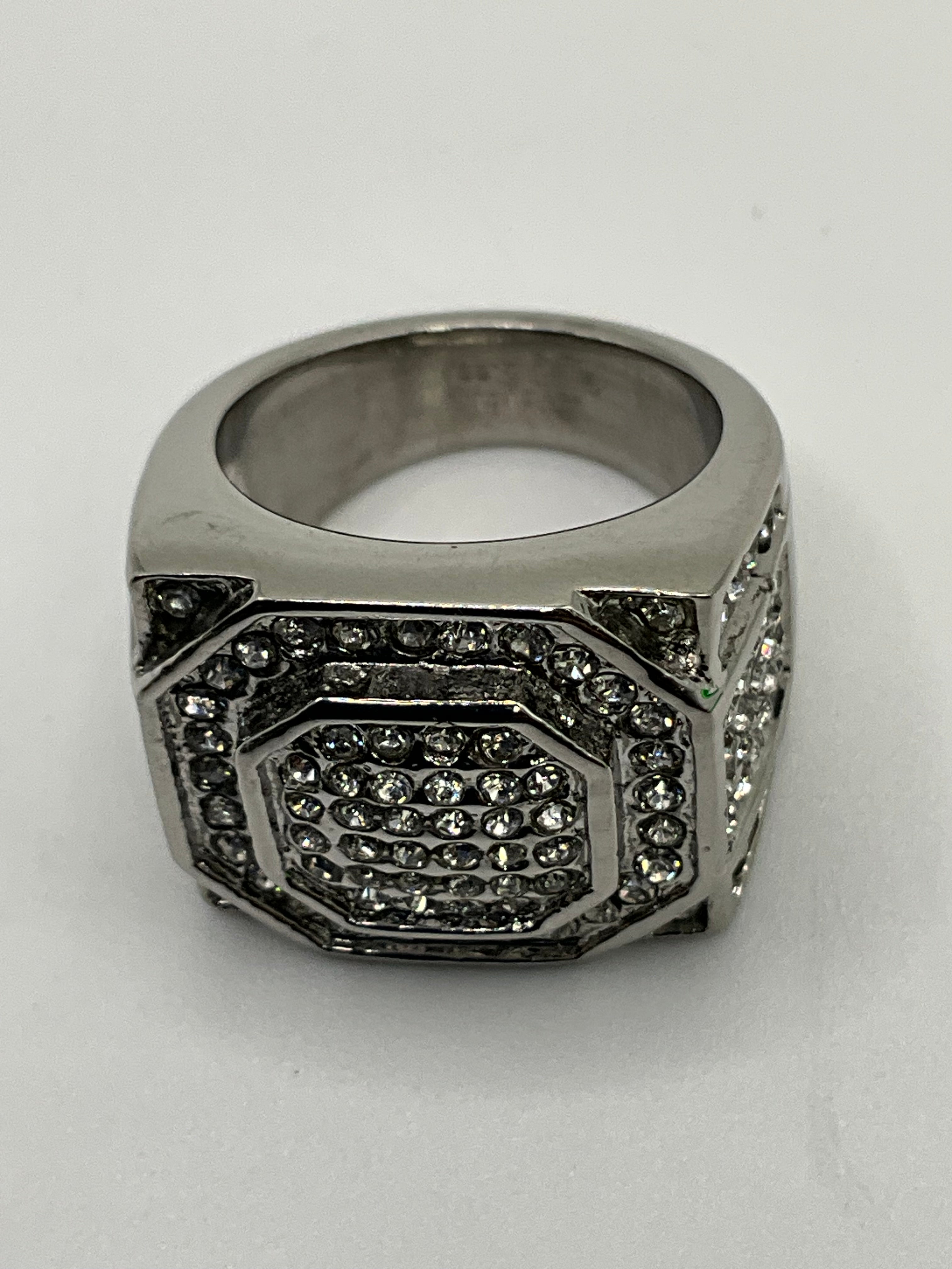 Unisex Stainless Steel Multi Cubic Zirconia Ring - Estate Sale (Great Condition)