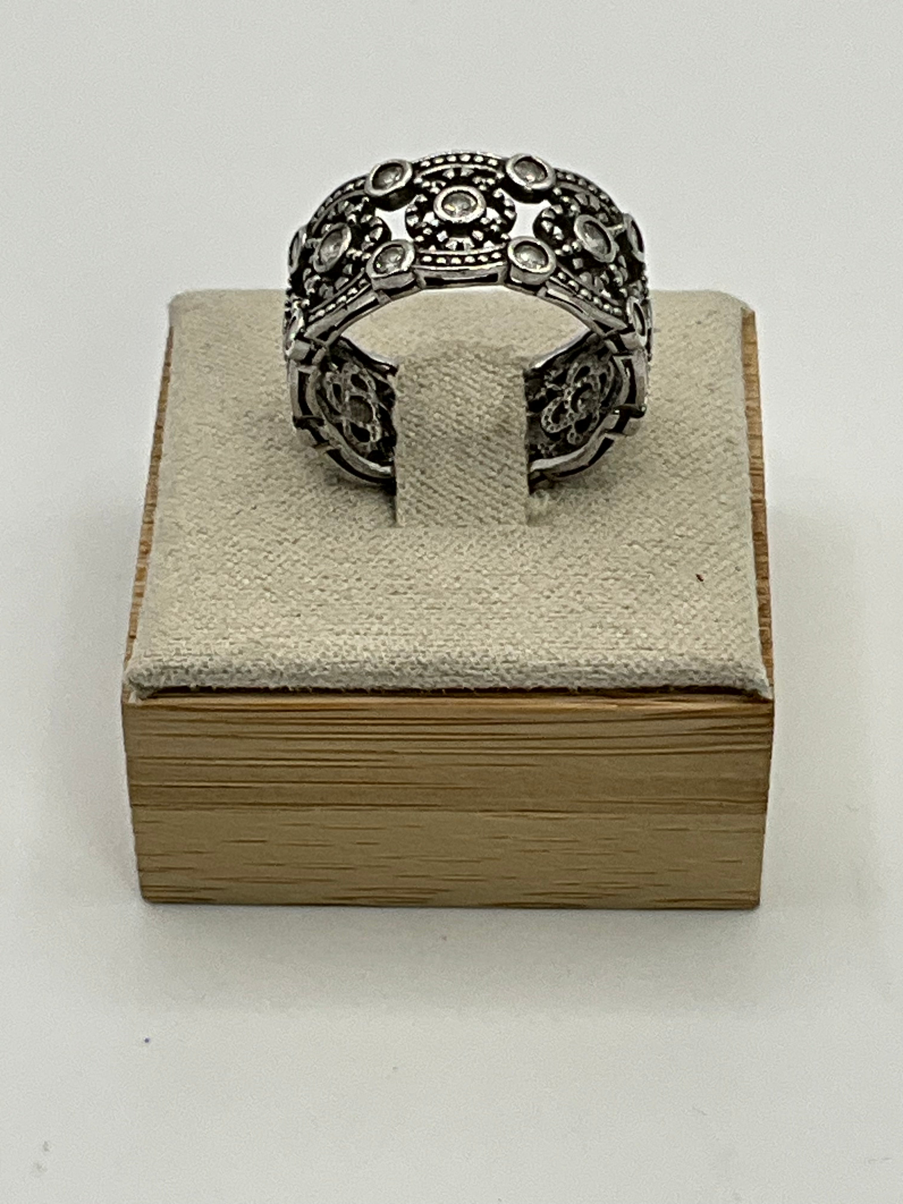 Cocktail Ring CZ Stacker Band Ring - Estate Sale (Great Condition)